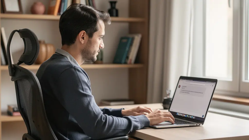 Professionnel recevant une notification de lettre recommandée électronique sur ordinateur portable en télétravail