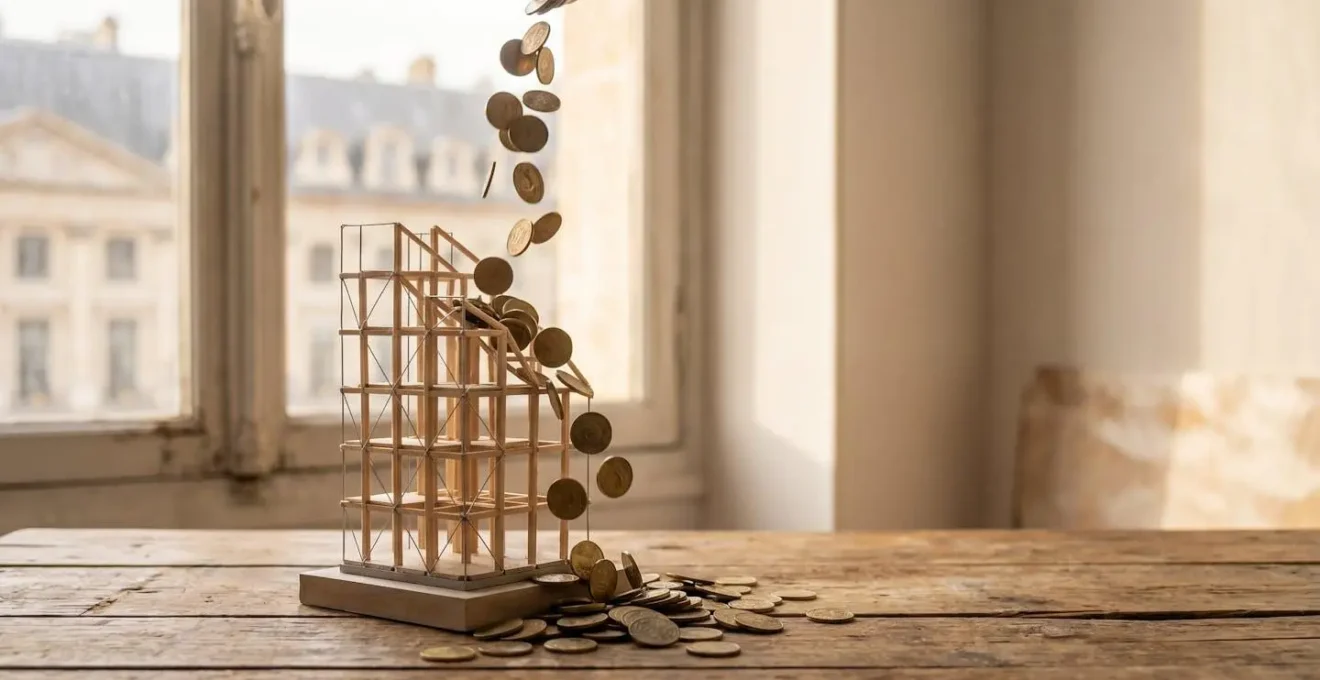 Illustration symbolique d'une pyramide de financement public soutenant la croissance d'un projet entrepreneurial sans dilution du capital