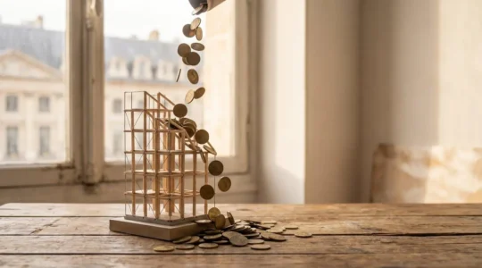 Illustration symbolique d'une pyramide de financement public soutenant la croissance d'un projet entrepreneurial sans dilution du capital