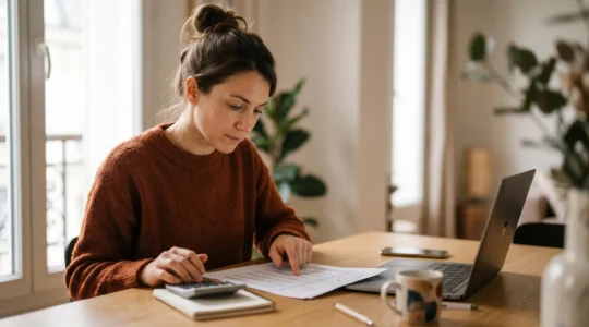 Professionnel consultant des documents financiers pour optimiser sa micro-entreprise en France